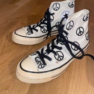 Peace sign high top converse